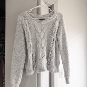Abercrombie and Fitch Grey Fringe Sweater size S